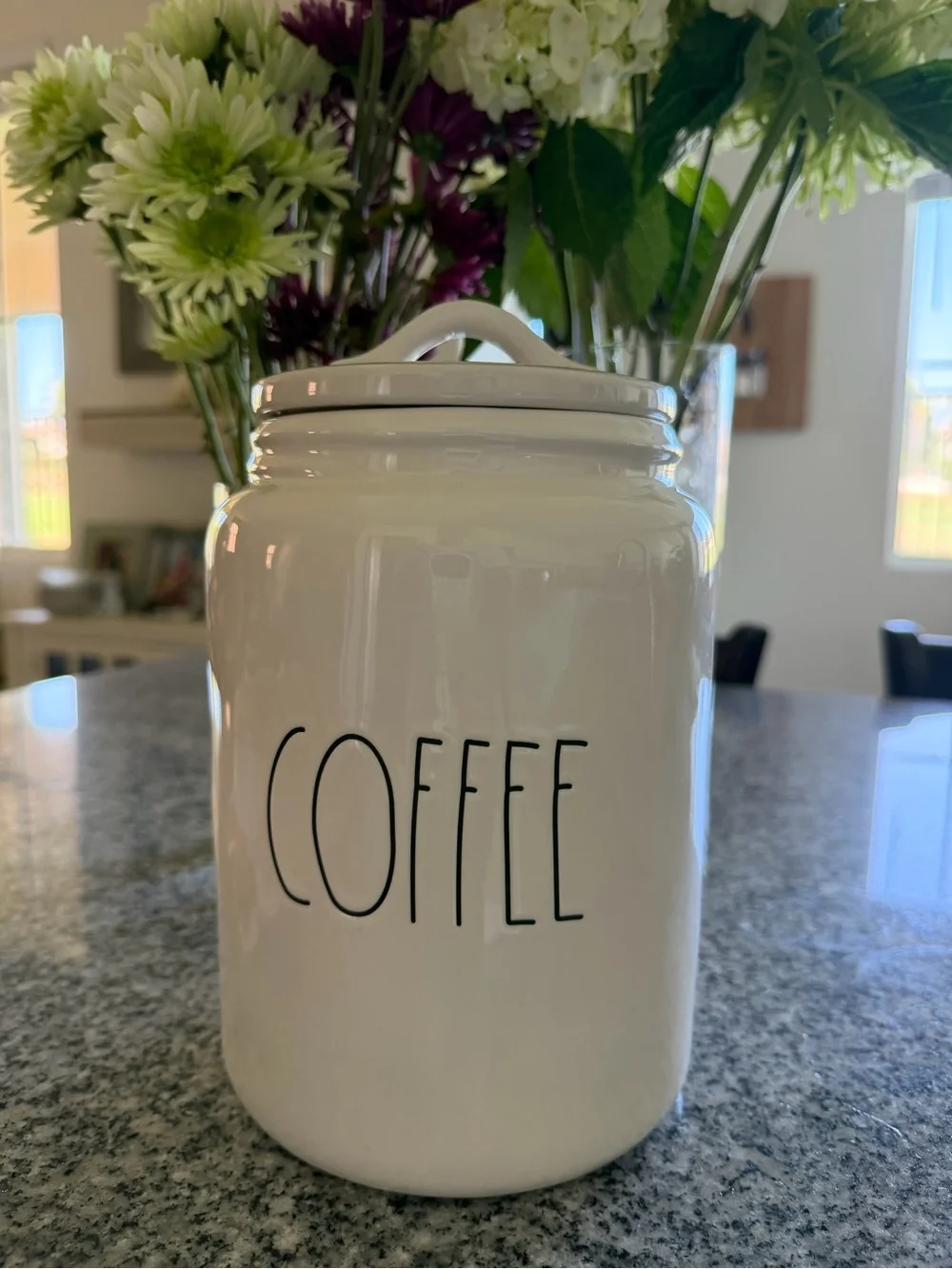 Rae Dunn OG 2020 White Ceramic large Coffee Canister with Black Lettering